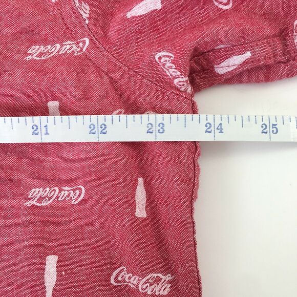Coca-Cola Shirt Mens Extra Large Red/White Short Sleeved Button Down 100% Cotton - Picture 9 of 9